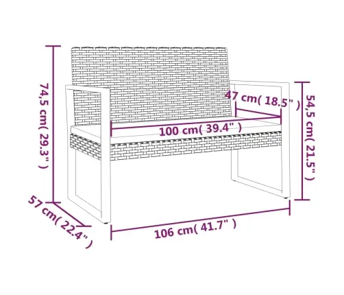 Sodo Suoliukas Su Pagalvėlėmis, Juodas, 106cm Poliratanas