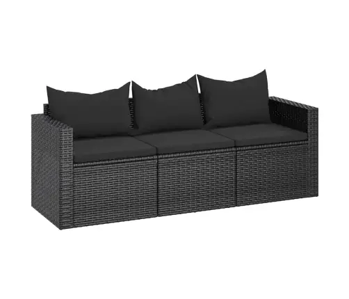 Trīsvietīgs Dārza Dīvāns Ar Matračiem, Melna Pe Rotangpalma Vidaxl