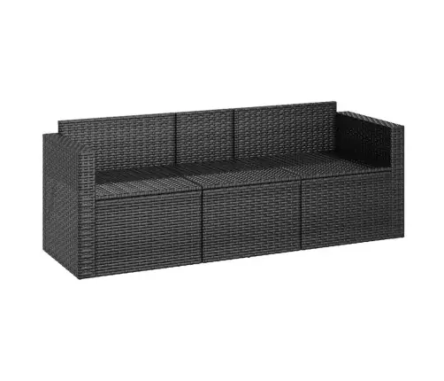 Trīsvietīgs Dārza Dīvāns Ar Matračiem, Melna Pe Rotangpalma Vidaxl