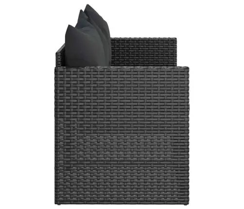 Trīsvietīgs Dārza Dīvāns Ar Matračiem, Melna Pe Rotangpalma Vidaxl