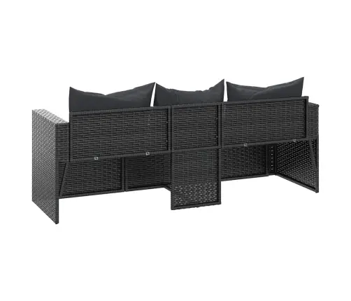 Trīsvietīgs Dārza Dīvāns Ar Matračiem, Melna Pe Rotangpalma Vidaxl