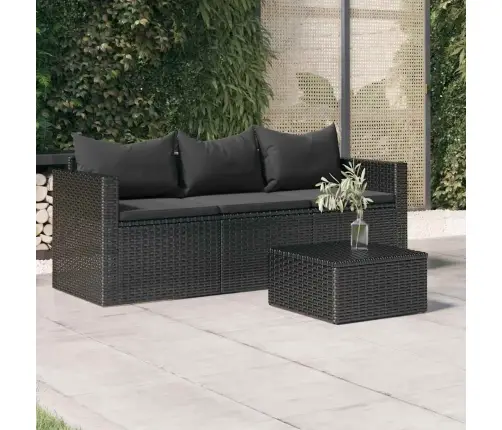 Trīsvietīgs Dārza Dīvāns Ar Matračiem, Melna Pe Rotangpalma Vidaxl