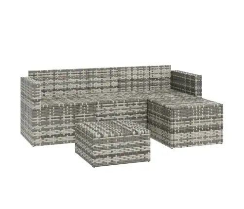 3-Daļīgs Dārza Atpūtas Mēbeļu Komplekts, Pelēka Pe Rotangpalma Vidaxl