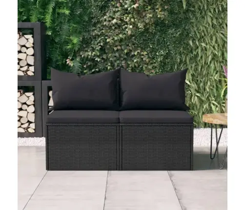 Vidējie Dārza Dīvāni, Spilveni, 2 Gab., Melna Pe Rotangpalma Vidaxl