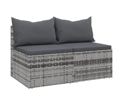 Vidējie Dārza Dīvāni, Spilveni, 2 Gab., Pelēka Pe Rotangpalma Vidaxl