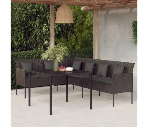 2-Daļīgs Dārza Mēbeļu Komplekts, Matrači, Melna Pe Rotangpalma Vidaxl