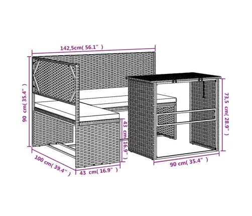 L-Kujuline Aiadiivan Koos Laua Ja Patjadega, Hall, Polürotang