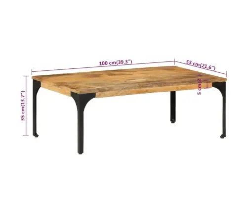 Kafijas Galdiņš, 100X55X35 Cm, Mango Masīvkoks Vidaxl