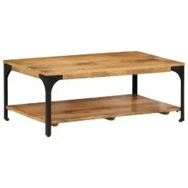 2-Tasandiline Kohvilaud, 100 X 55 X 38 cm Mangopuit Ja Teras