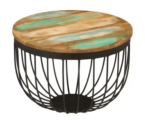 Kafijas Galdiņš, Ø50X35 Cm, Pārstrādāts Masīvkoks Un Tērauds Vidaxl