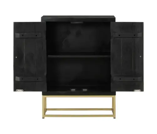 Šoninė Spintelė Su 2 Durelėm, Juoda/Auksinė, 55X30X75cm Mango
