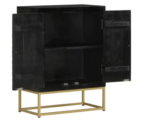 Šoninė Spintelė Su 2 Durelėm, Juoda/Auksinė, 55X30X75cm Mango