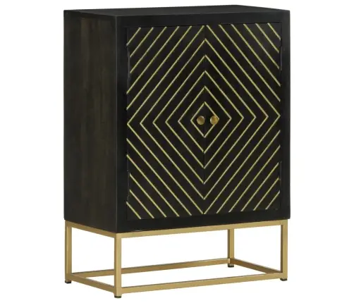 Šoninė Spintelė Su 2 Durelėm, Juoda/Auksinė, 55X30X75cm Mango