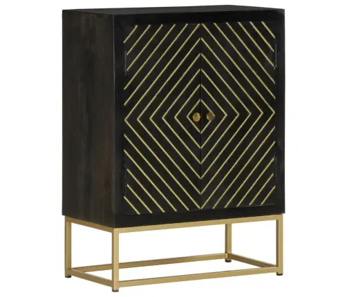 Šoninė Spintelė Su 2 Durelėm, Juoda/Auksinė, 55X30X75cm Mango