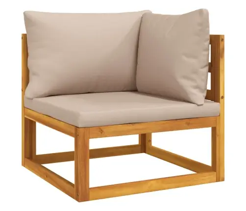 Stūra Dīvāns Ar Pelēkbrūniem Matračiem, Akācijas Masīvkoks Vidaxl