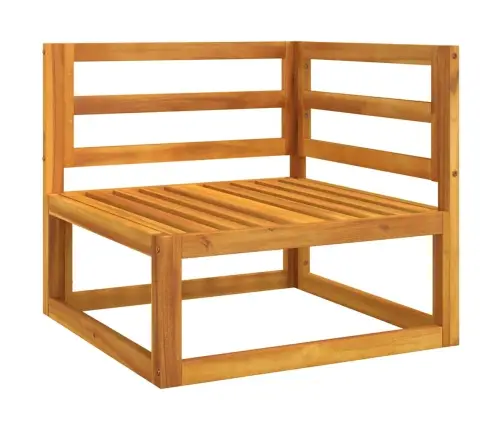 Stūra Dīvāns Ar Pelēkbrūniem Matračiem, Akācijas Masīvkoks Vidaxl