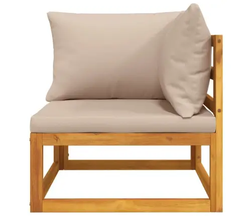 Stūra Dīvāns Ar Pelēkbrūniem Matračiem, Akācijas Masīvkoks Vidaxl