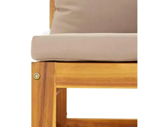 Stūra Dīvāns Ar Pelēkbrūniem Matračiem, Akācijas Masīvkoks Vidaxl