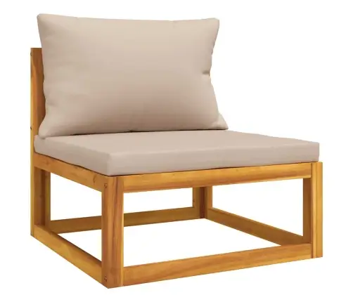 Vidējais Dīvāns Ar Pelēkbrūniem Matračiem, Akācijas Masīvkoks Vidaxl