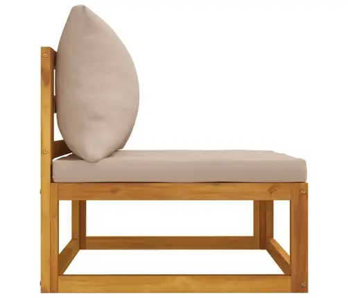 Vidējais Dīvāns Ar Pelēkbrūniem Matračiem, Akācijas Masīvkoks Vidaxl