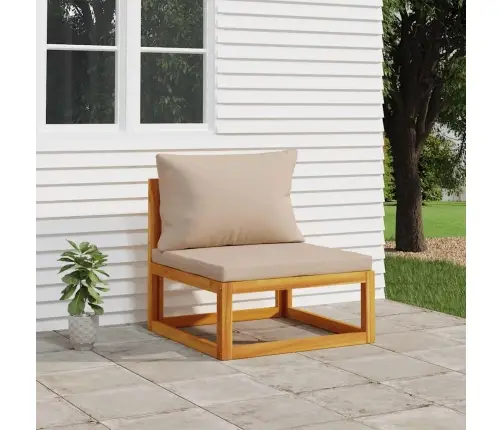 Vidējais Dīvāns Ar Pelēkbrūniem Matračiem, Akācijas Masīvkoks Vidaxl