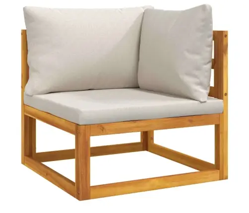 Stūra Dīvāns Ar Gaiši Pelēkiem Matračiem, Akācijas Masīvkoks Vidaxl