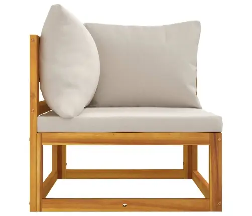 Stūra Dīvāns Ar Gaiši Pelēkiem Matračiem, Akācijas Masīvkoks Vidaxl