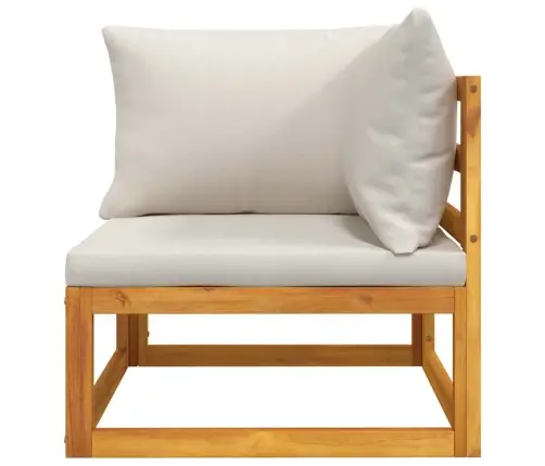 Stūra Dīvāns Ar Gaiši Pelēkiem Matračiem, Akācijas Masīvkoks Vidaxl