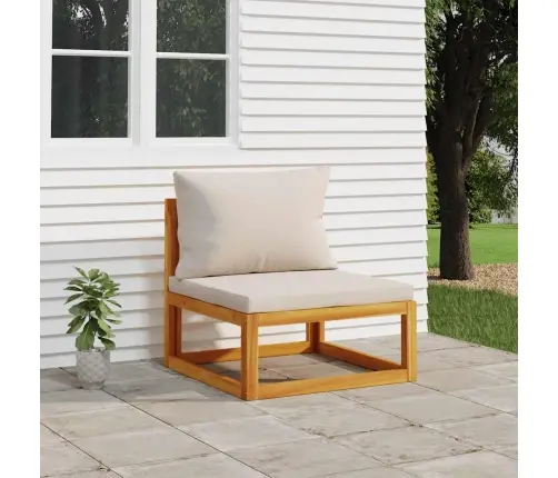 Vidējais Dīvāns Ar Gaiši Pelēkiem Matračiem, Akācijas Masīvkoks Vidaxl