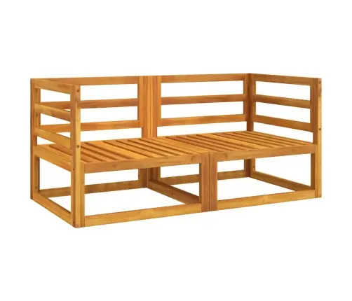 Stūra Dīvāni Ar Zaļiem Matračiem, 2 Gab., Akācijas Masīvkoks Vidaxl