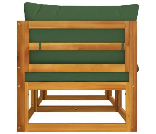 Stūra Dīvāni Ar Zaļiem Matračiem, 2 Gab., Akācijas Masīvkoks Vidaxl