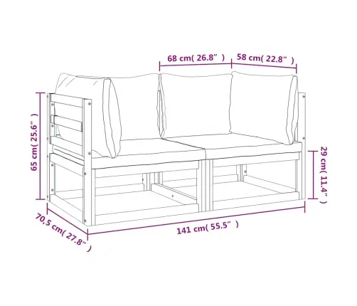 Stūra Dīvāni Ar Zaļiem Matračiem, 2 Gab., Akācijas Masīvkoks Vidaxl
