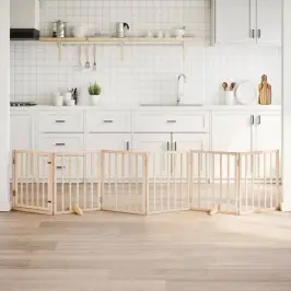 Suņu Vārti Ar Salokāmām Durvīm, 6 Paneļi, 300 Cm, Papeles Koks Vidaxl