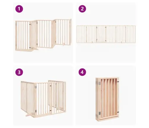 Suņu Vārti Ar Durvīm, Salokāmi, 6 Paneļi, 300 Cm, Papeles Koks Vidaxl