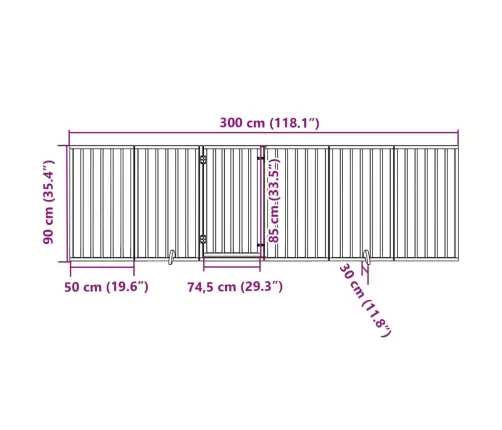 Suņu Vārti Ar Durvīm, Salokāmi, 6 Paneļi, 300 Cm, Papeles Koks Vidaxl