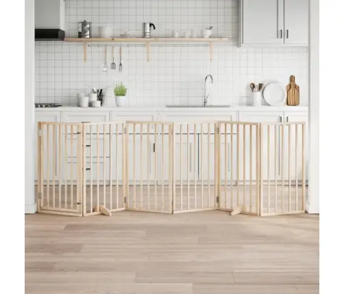 Suņu Vārti Ar Durvīm, Salokāmi, 6 Paneļi, 300 Cm, Papeles Koks Vidaxl