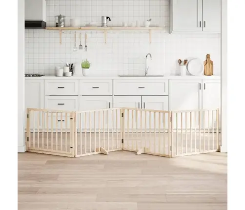 Suņu Vārti Ar Durvīm, Salokāmi, 4 Paneļi, 320 Cm, Papeles Koks Vidaxl