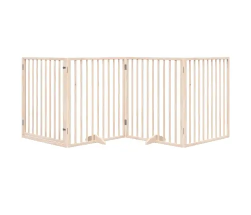 Suņu Vārti Ar Durvīm, Salokāmi, 4 Paneļi, 320 Cm, Papeles Koks Vidaxl