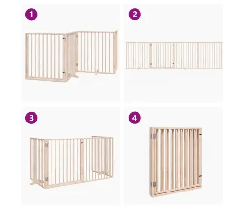 Suņu Vārti Ar Durvīm, Salokāmi, 4 Paneļi, 320 Cm, Papeles Koks Vidaxl