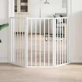 Suņu Vārti, Salokāmi, 3 Paneļi, Balti, 150 Cm, Papeles Koks Vidaxl