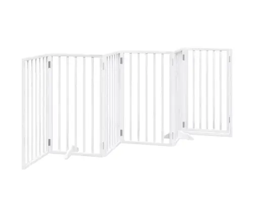 Šuns Varteliai Su Sulankstomomis Durelėmis, 6 Panelės, Balti, 300 cm Tuopos Mediena