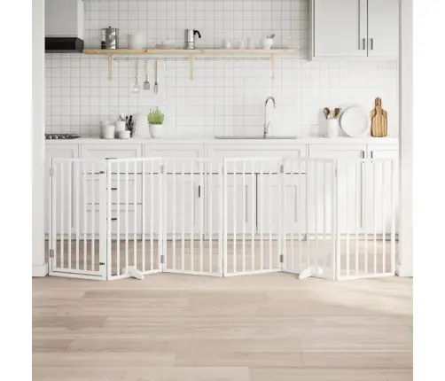 Šuns Varteliai Su Sulankstomomis Durelėmis, 6 Panelės, Balti, 300 cm Tuopos Mediena