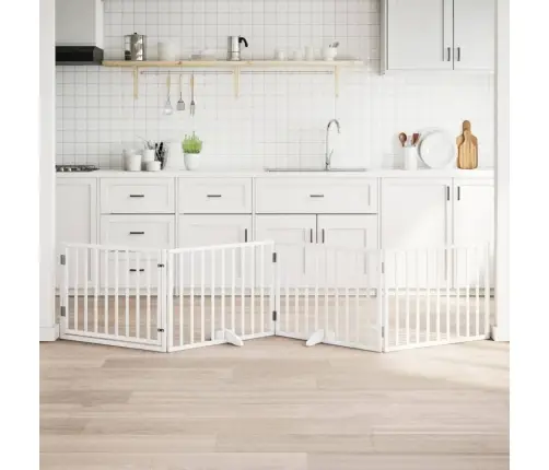 Suņu Vārti Ar Durvīm, Salokāmi, 4 Paneļi, 320 Cm, Papeles Koks Vidaxl