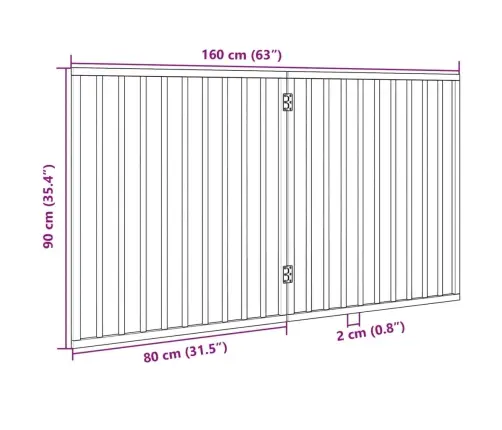 Sulankstomi Šuns Varteliai, 2 Dalys, Balti, 160 cm Tuopos Mediena