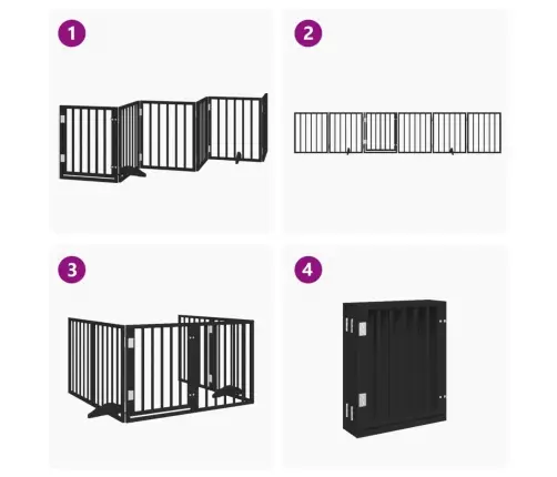 Suņu Vārti Ar Durvīm, Salokāmi, 6 Paneļi, 300 Cm, Papeles Koks Vidaxl