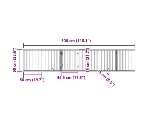 Suņu Vārti Ar Durvīm, Salokāmi, 6 Paneļi, 300 Cm, Papeles Koks Vidaxl