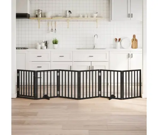 Suņu Vārti Ar Durvīm, Salokāmi, 6 Paneļi, 300 Cm, Papeles Koks Vidaxl