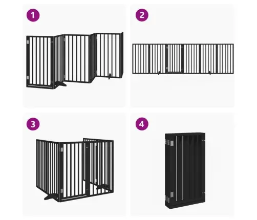 Varteliai Šunims Su Durimis, 6 Segmentai, Juodi, 300cm Tuopa