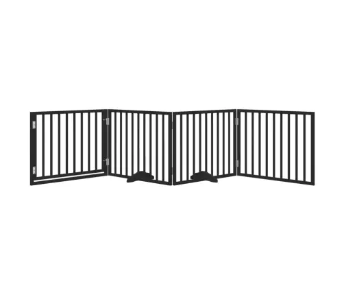 Suņu Vārti Ar Durvīm, Salokāmi, 4 Paneļi, 320 Cm, Papeles Koks Vidaxl