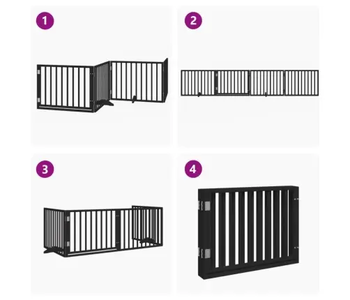 Suņu Vārti Ar Durvīm, Salokāmi, 4 Paneļi, 320 Cm, Papeles Koks Vidaxl